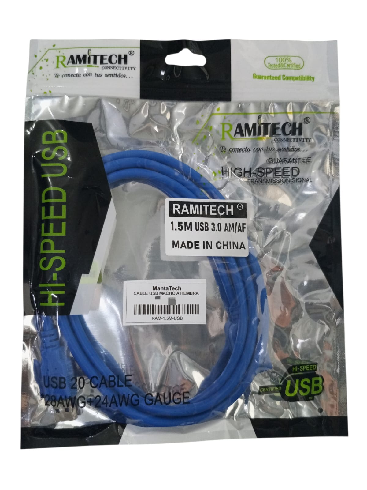 CABLE USB MACHO A HEMBRA
